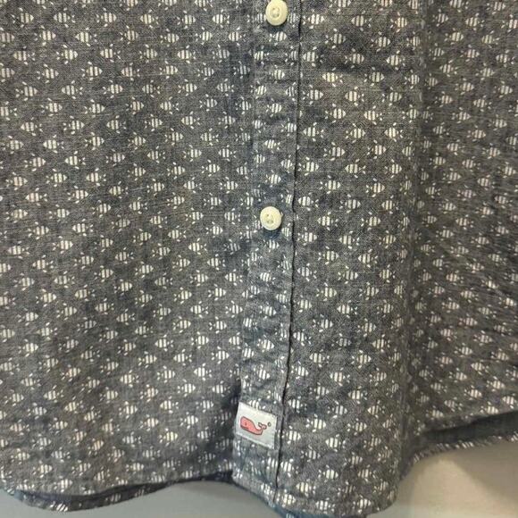 Vineyard Vines Mans Gray Short Sleeve Slim Fit Murray Button Down Shirts Size XL - Picture 3 of 5